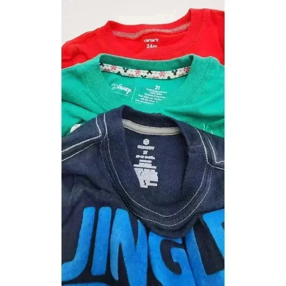 3 Carter's, Old Navy, Disney Boy's  24M/2T Holiday Christmas Long Sleeve Shirts